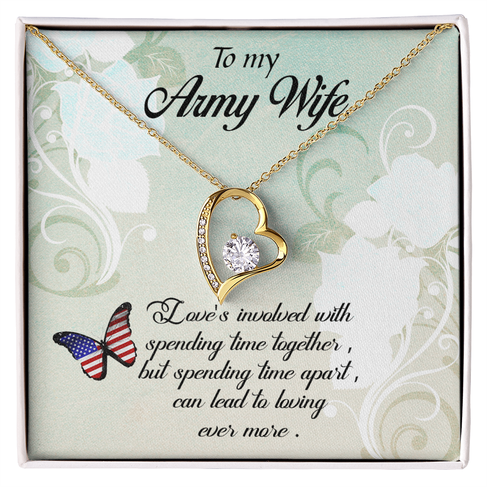 To My Wife Spending Time Together Army Wife Forever Necklace w Message Card-Express Your Love Gifts