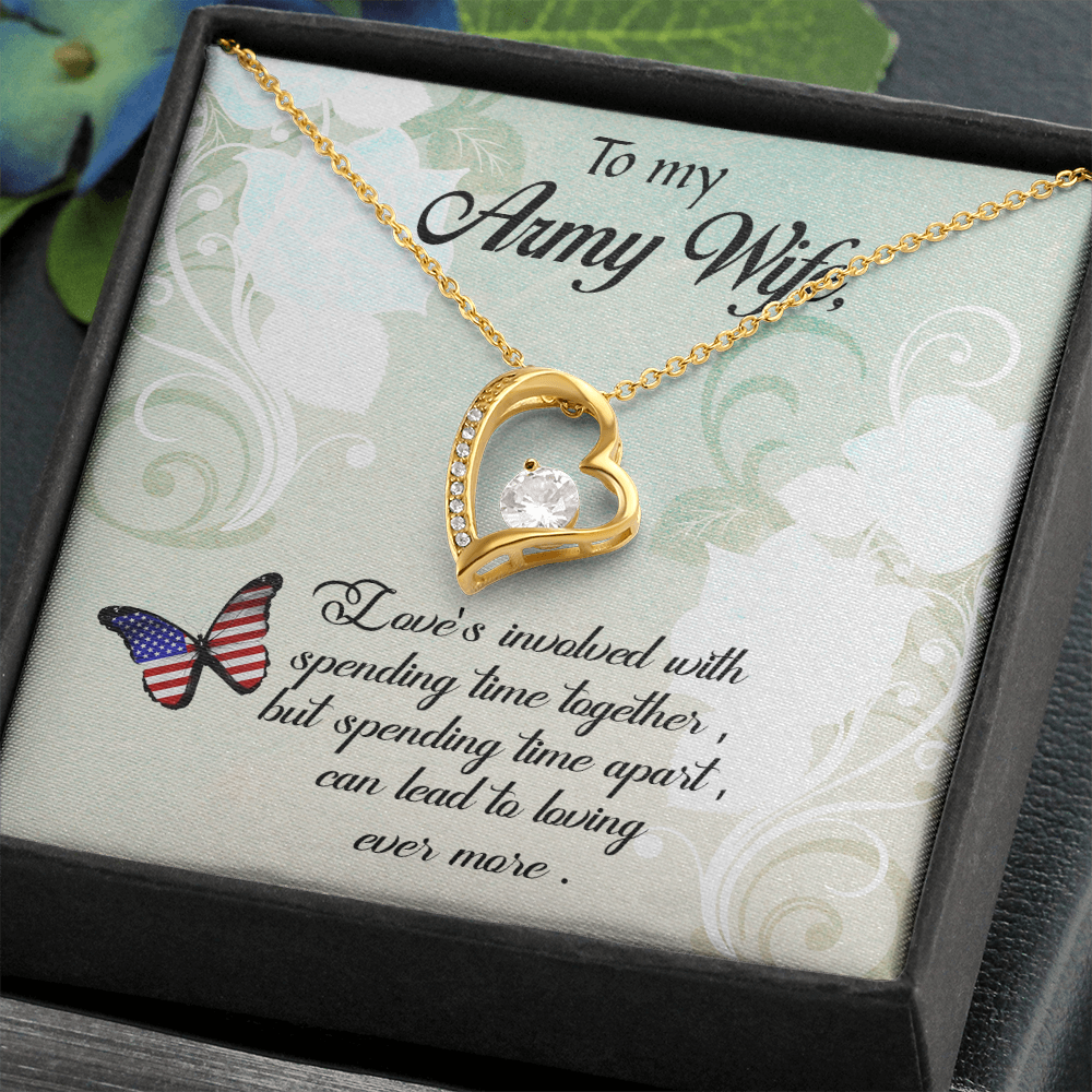 To My Wife Spending Time Together Army Wife Forever Necklace w Message Card-Express Your Love Gifts