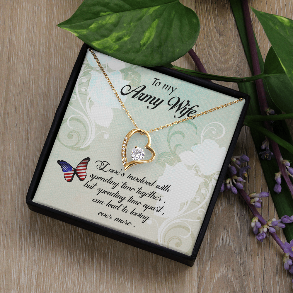 To My Wife Spending Time Together Army Wife Forever Necklace w Message Card-Express Your Love Gifts