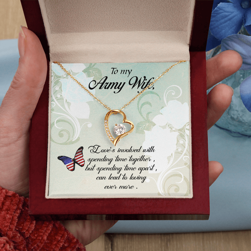 To My Wife Spending Time Together Army Wife Forever Necklace w Message Card-Express Your Love Gifts