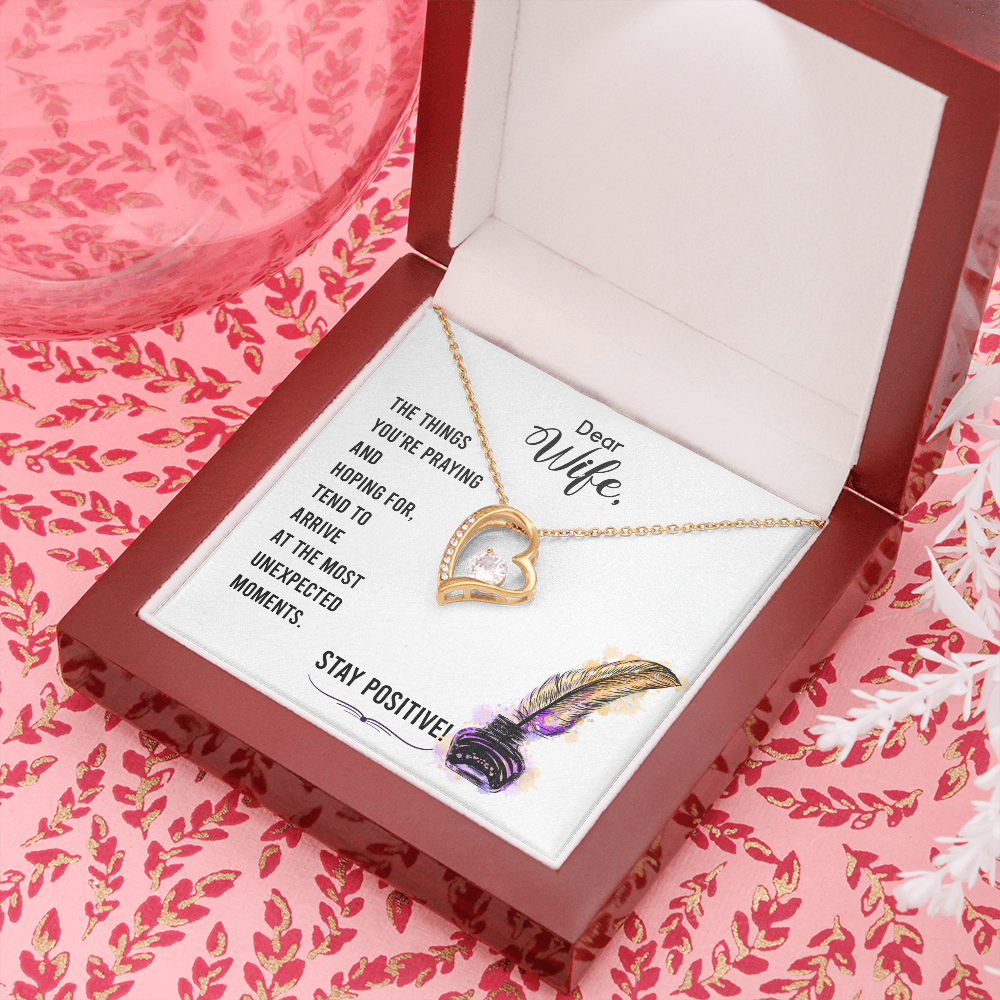 To My Wife Stay Positive Forever Necklace w Message Card-Express Your Love Gifts