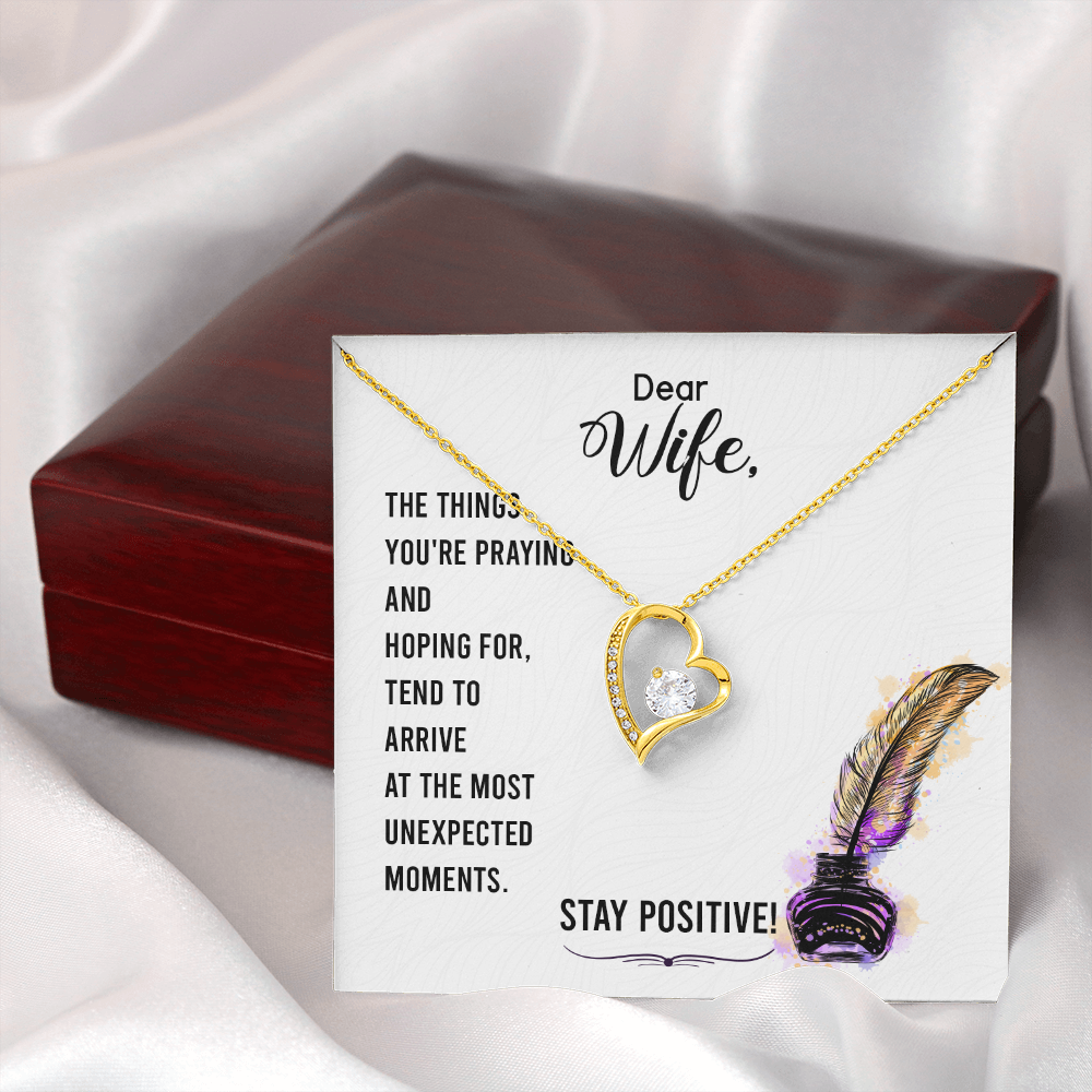 To My Wife Stay Positive Forever Necklace w Message Card-Express Your Love Gifts