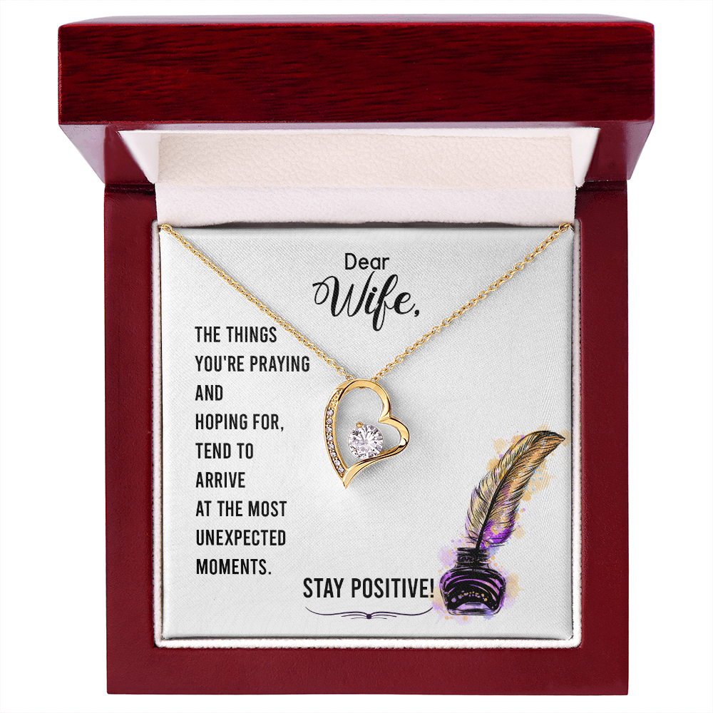 To My Wife Stay Positive Forever Necklace w Message Card-Express Your Love Gifts