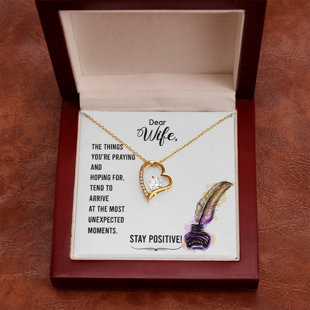 To My Wife Stay Positive Forever Necklace w Message Card-Express Your Love Gifts