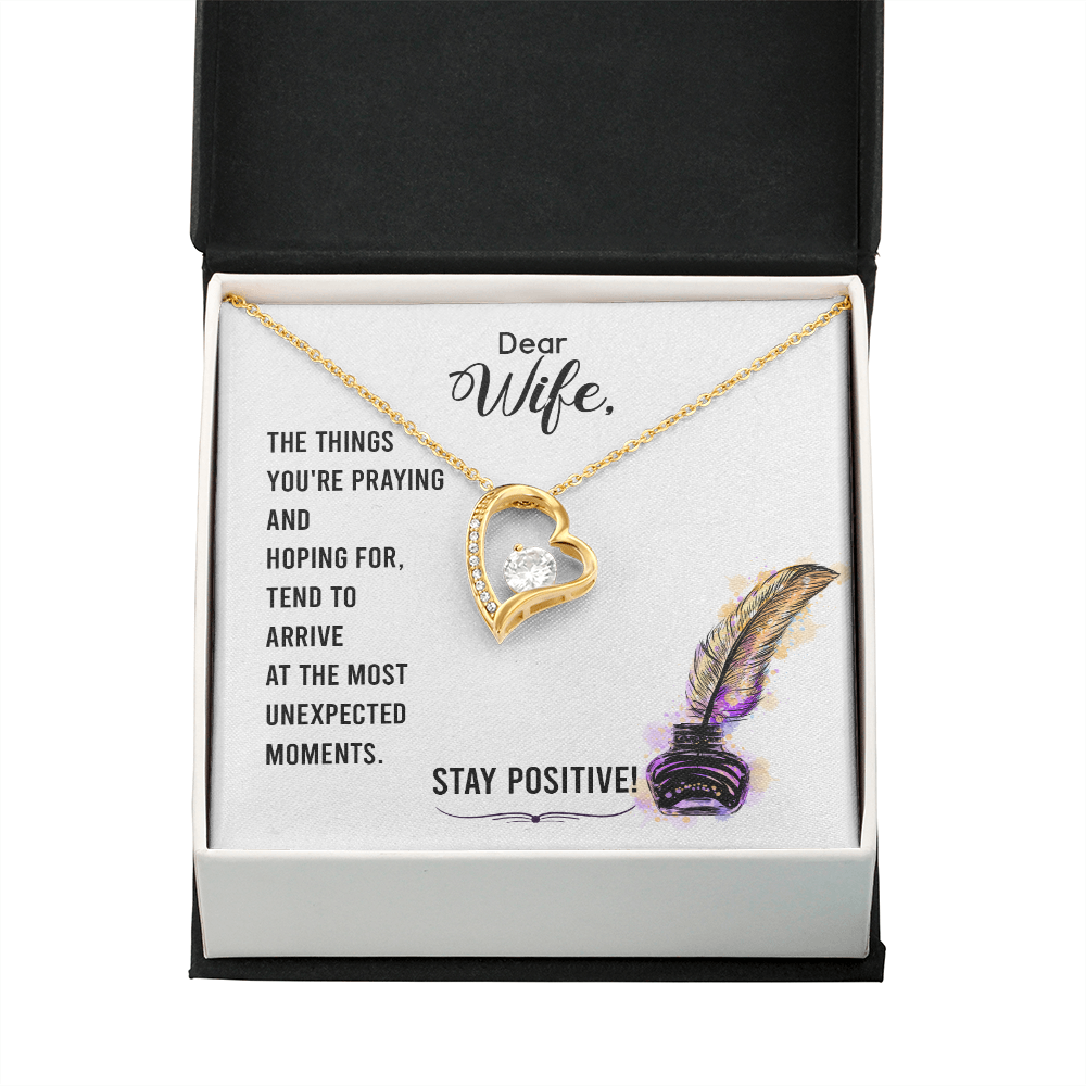 To My Wife Stay Positive Forever Necklace w Message Card-Express Your Love Gifts