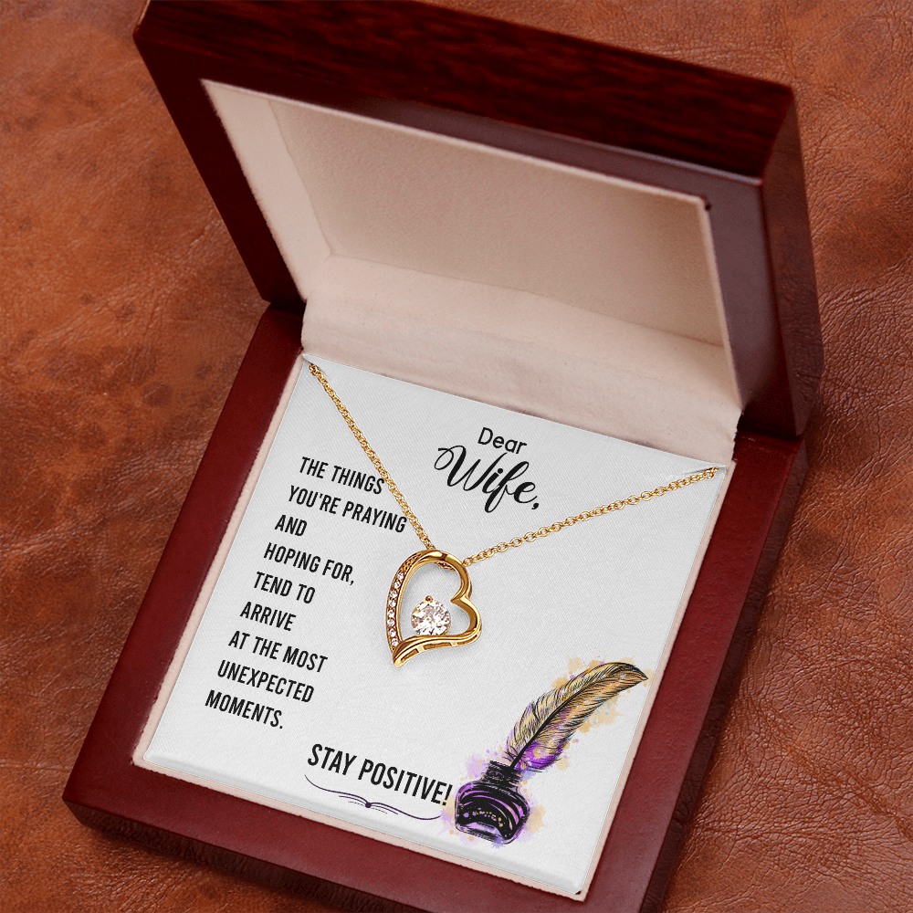 To My Wife Stay Positive Forever Necklace w Message Card-Express Your Love Gifts