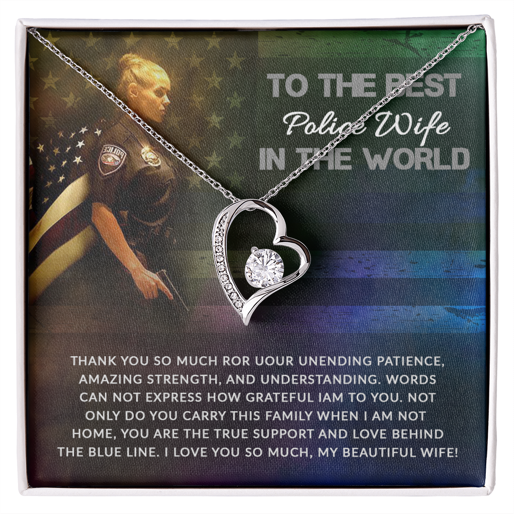To My Wife Support and Love Police Wife Forever Necklace w Message Card-Express Your Love Gifts