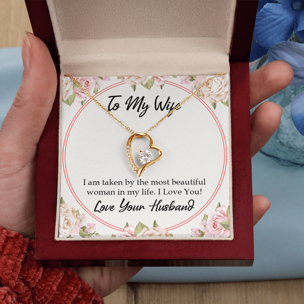 To My Wife Taken by The Most Beautiful Woman Forever Necklace w Message Card-Express Your Love Gifts