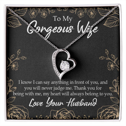 To My Wife Thank You For Being With Me Forever Necklace w Message Card-Express Your Love Gifts