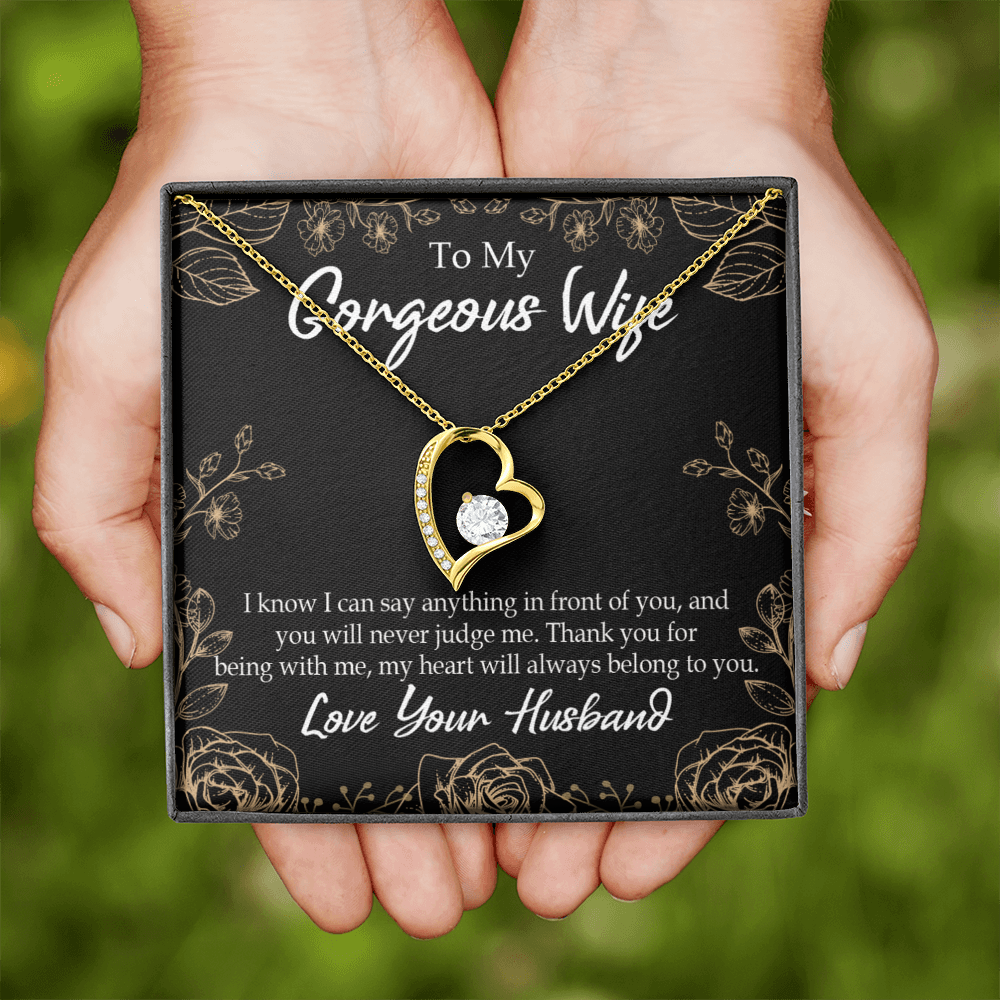 To My Wife Thank You For Being With Me Forever Necklace w Message Card-Express Your Love Gifts