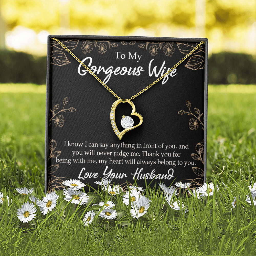 To My Wife Thank You For Being With Me Forever Necklace w Message Card-Express Your Love Gifts