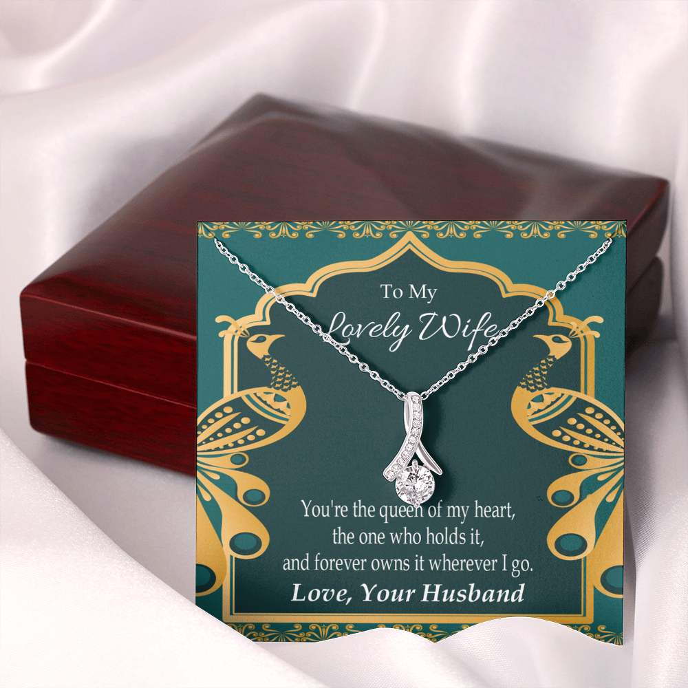 To My Wife To My Lovely Wife Alluring Ribbon Necklace Message Card-Express Your Love Gifts