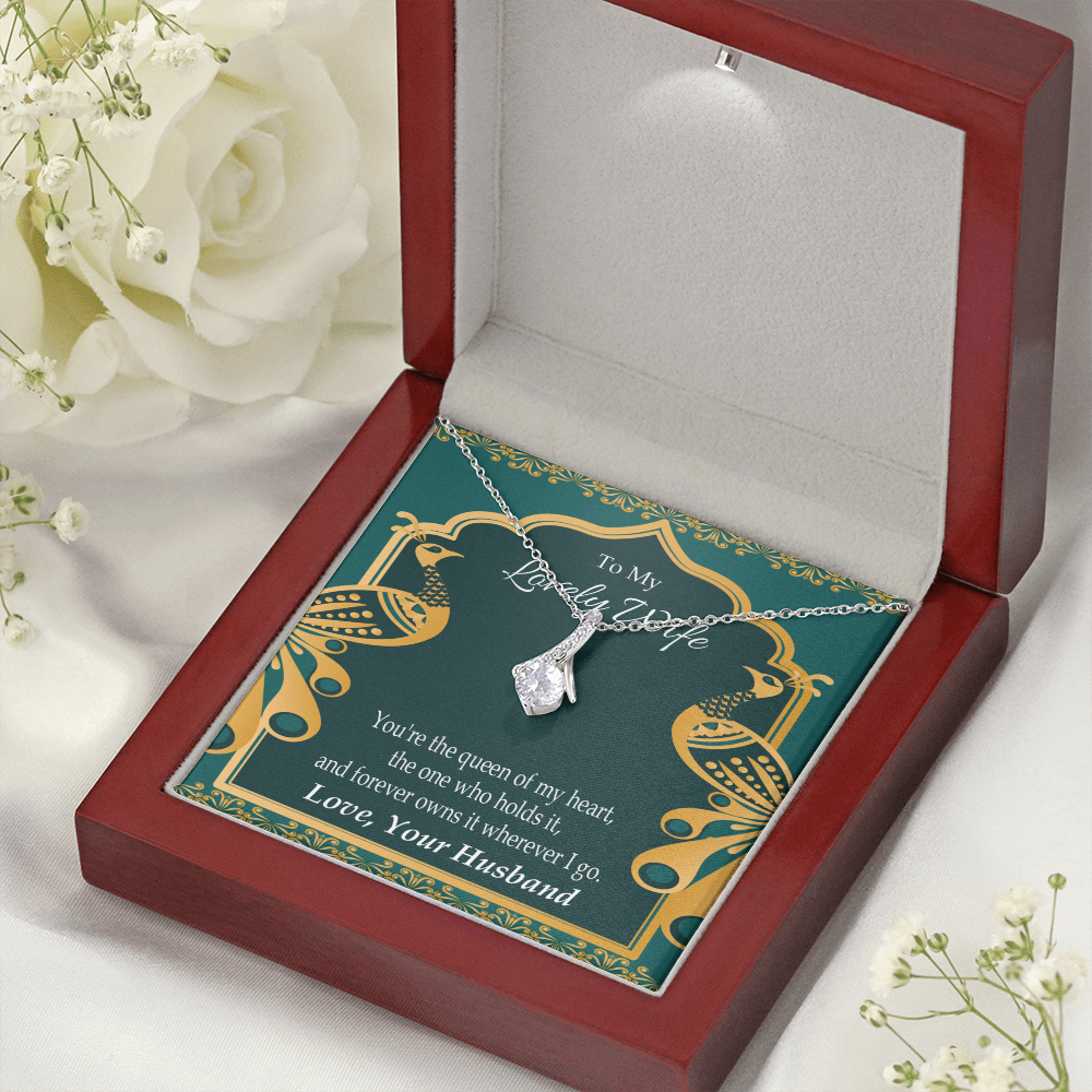 To My Wife To My Lovely Wife Alluring Ribbon Necklace Message Card-Express Your Love Gifts