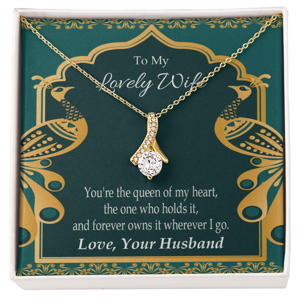 To My Wife To My Lovely Wife Alluring Ribbon Necklace Message Card-Express Your Love Gifts