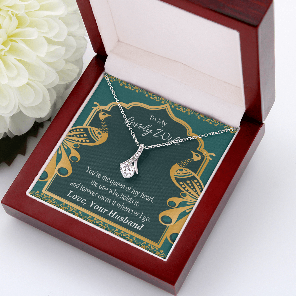 To My Wife To My Lovely Wife Alluring Ribbon Necklace Message Card-Express Your Love Gifts