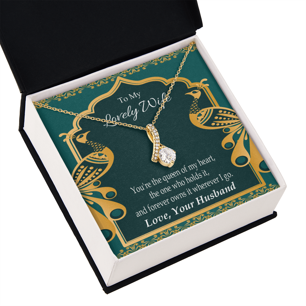 To My Wife To My Lovely Wife Alluring Ribbon Necklace Message Card-Express Your Love Gifts