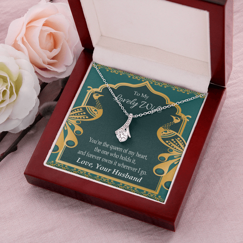 To My Wife To My Lovely Wife Alluring Ribbon Necklace Message Card-Express Your Love Gifts