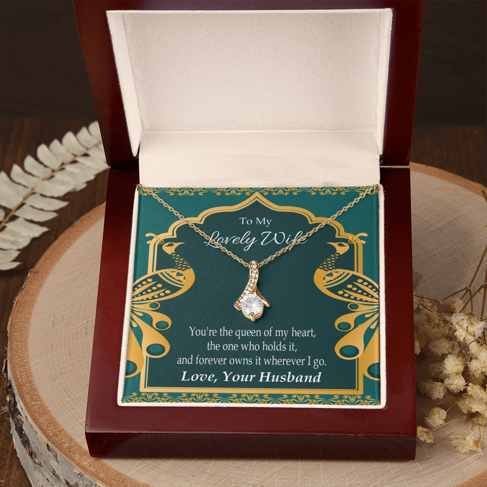 To My Wife To My Lovely Wife Alluring Ribbon Necklace Message Card-Express Your Love Gifts