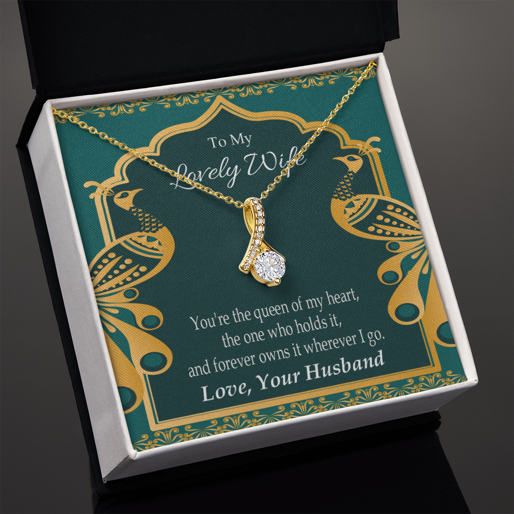 To My Wife To My Lovely Wife Alluring Ribbon Necklace Message Card-Express Your Love Gifts