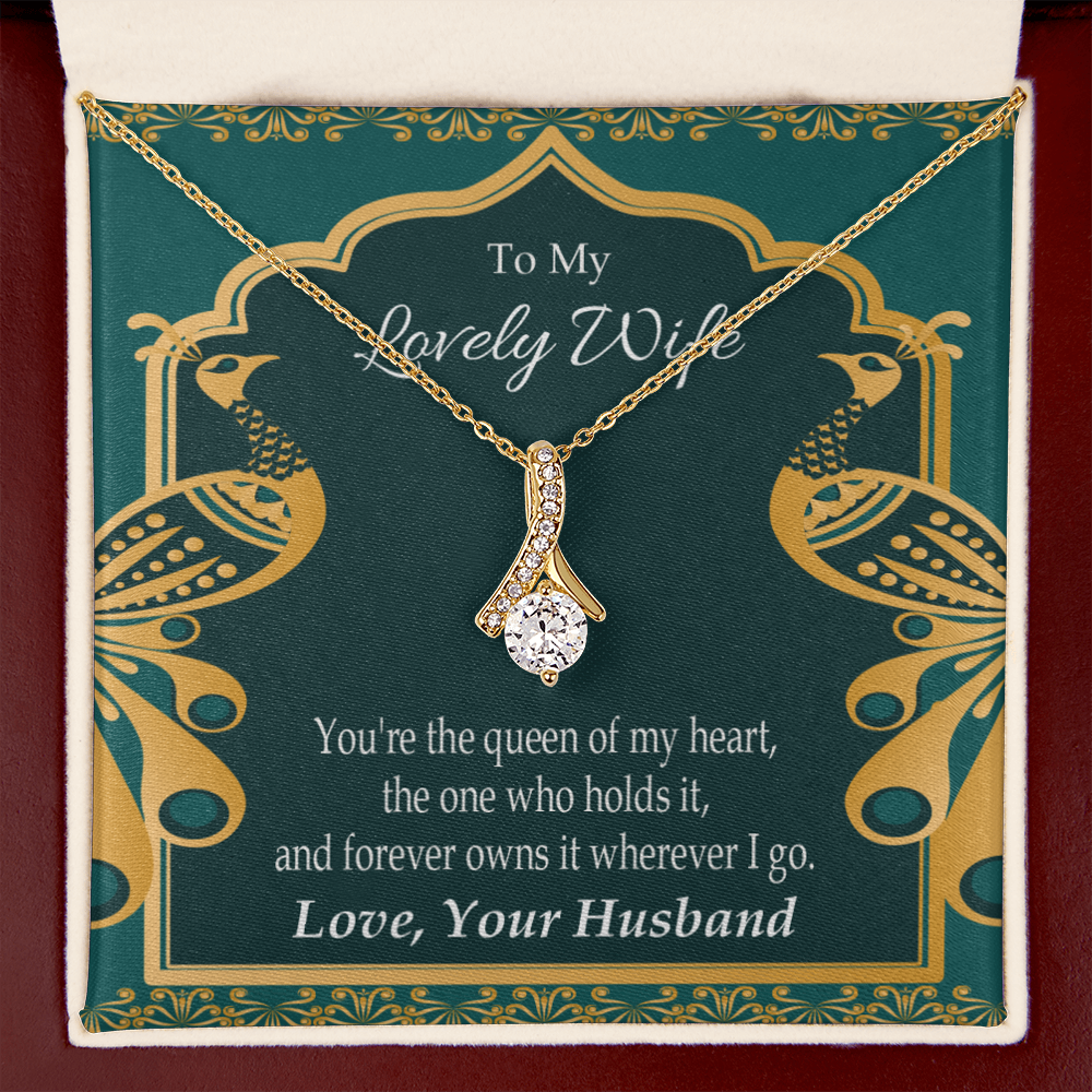 To My Wife To My Lovely Wife Alluring Ribbon Necklace Message Card-Express Your Love Gifts