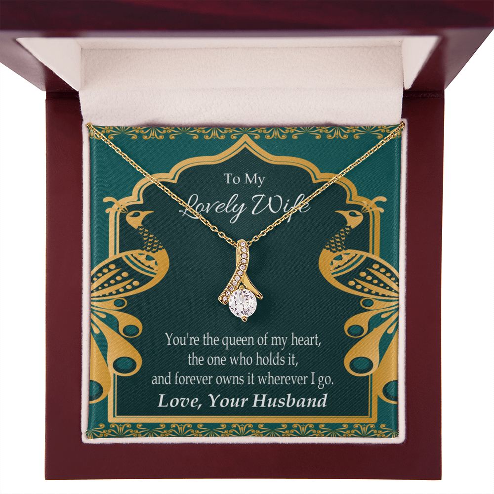 To My Wife To My Lovely Wife Alluring Ribbon Necklace Message Card-Express Your Love Gifts