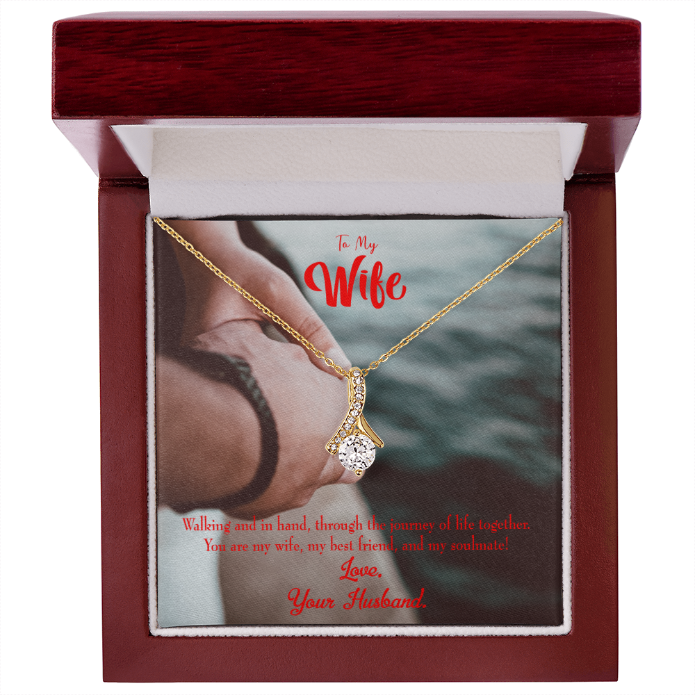 To My Wife To my Soulmate Alluring Ribbon Necklace Message Card-Express Your Love Gifts