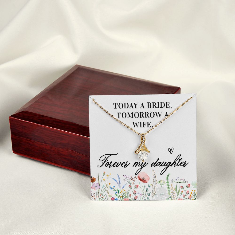 To My Wife Today a Bride Alluring Ribbon Necklace Message Card-Express Your Love Gifts