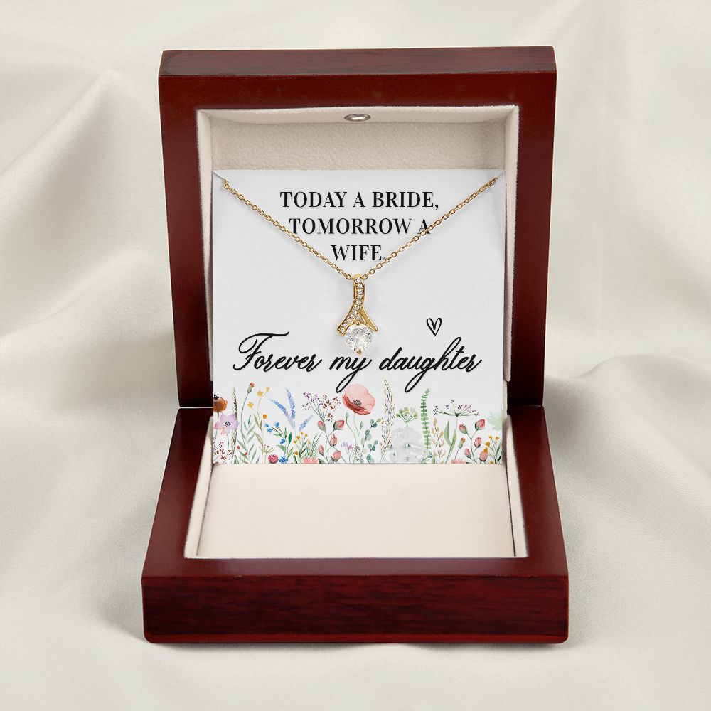 To My Wife Today a Bride Alluring Ribbon Necklace Message Card-Express Your Love Gifts