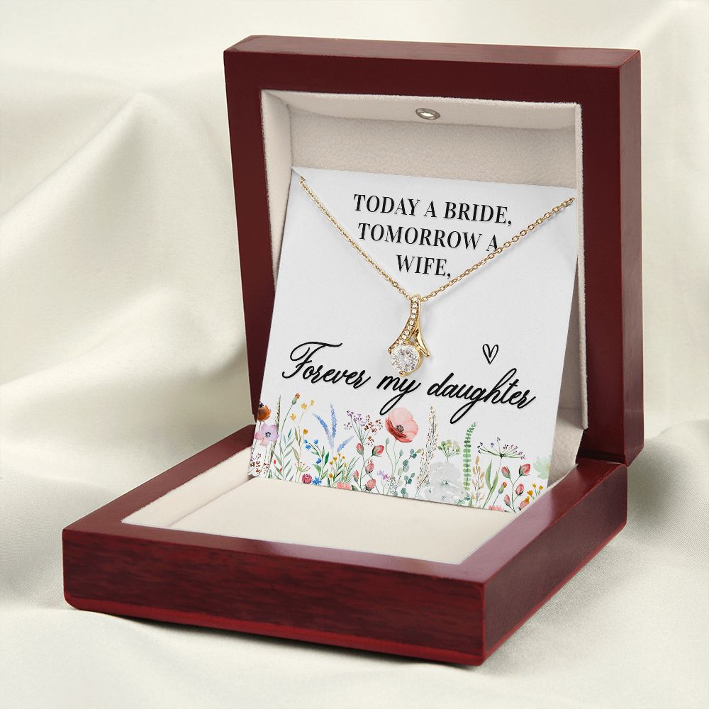 To My Wife Today a Bride Alluring Ribbon Necklace Message Card-Express Your Love Gifts