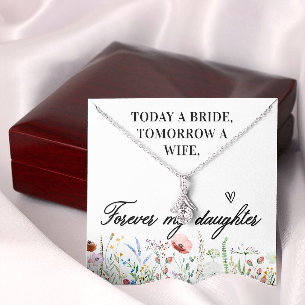 To My Wife Today a Bride Alluring Ribbon Necklace Message Card-Express Your Love Gifts