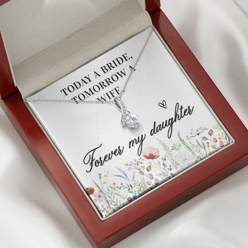 To My Wife Today a Bride Alluring Ribbon Necklace Message Card-Express Your Love Gifts