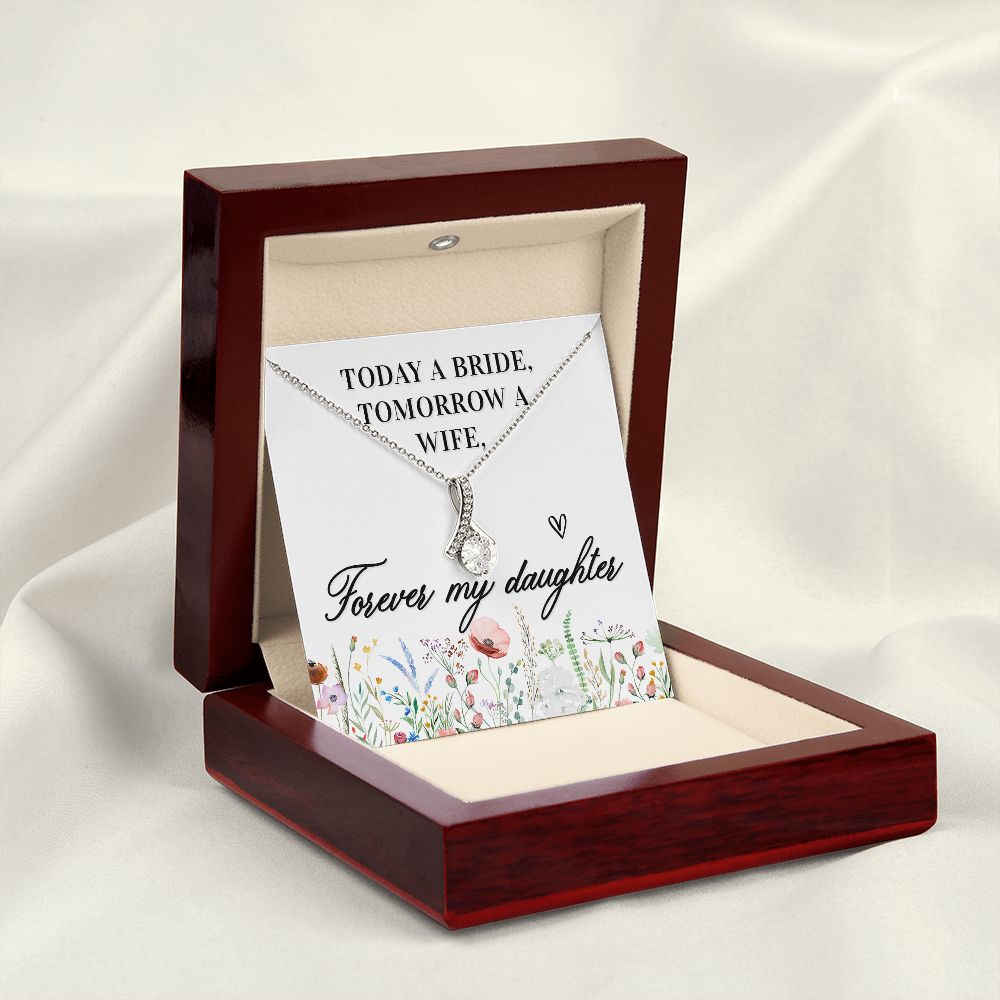 To My Wife Today a Bride Alluring Ribbon Necklace Message Card-Express Your Love Gifts