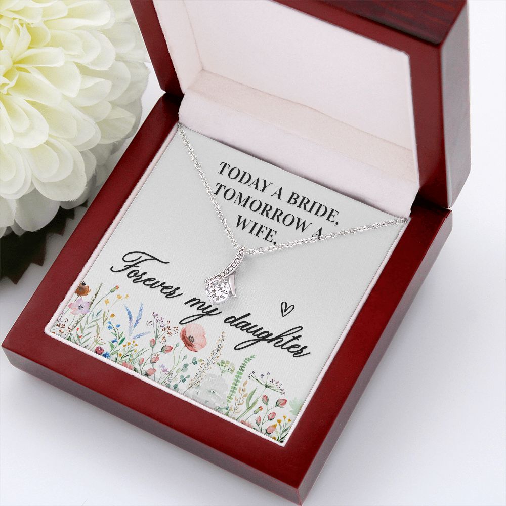 To My Wife Today a Bride Alluring Ribbon Necklace Message Card-Express Your Love Gifts