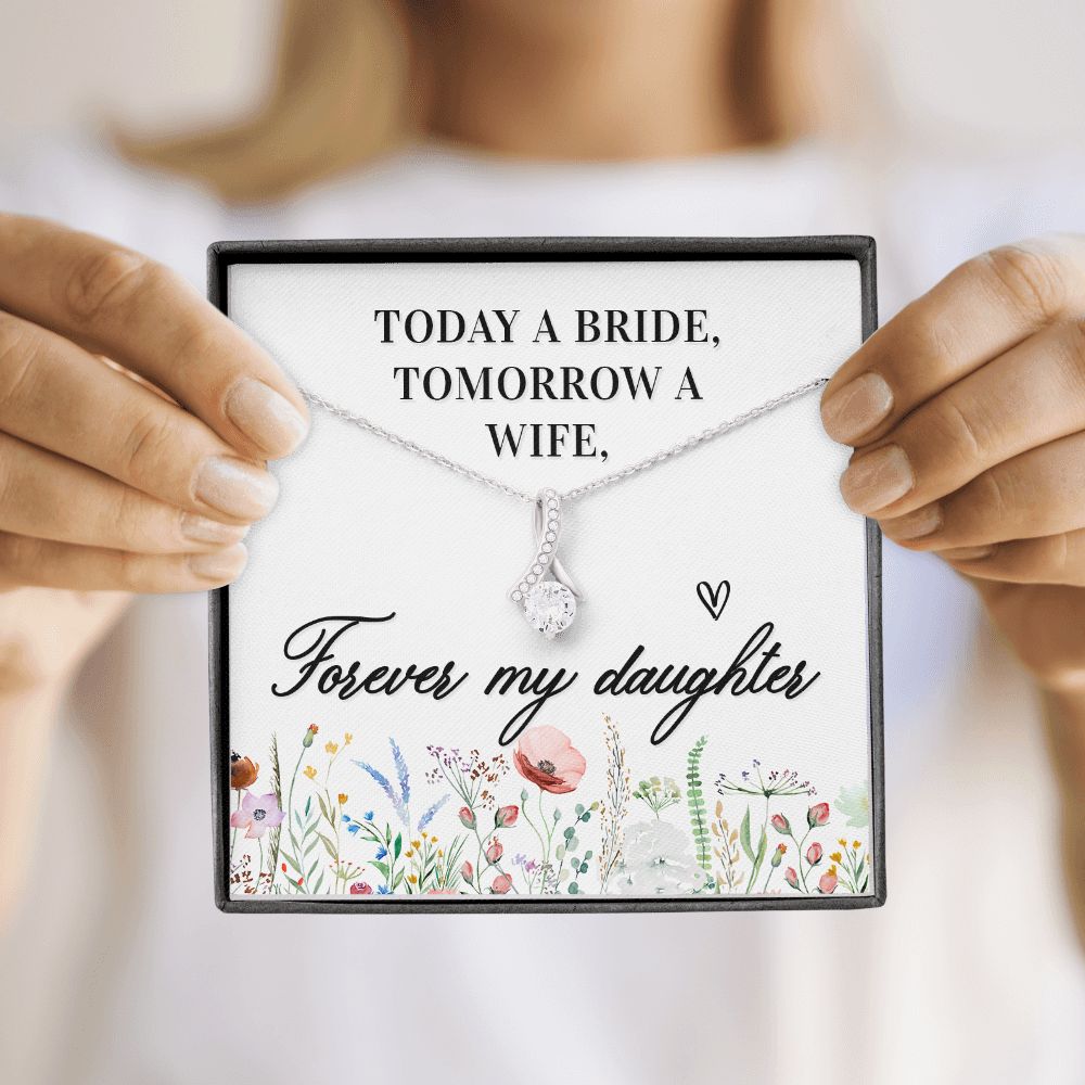 To My Wife Today a Bride Alluring Ribbon Necklace Message Card-Express Your Love Gifts