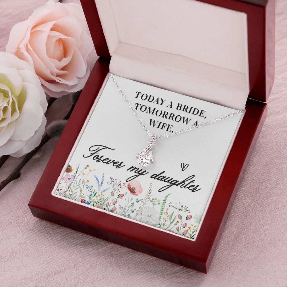 To My Wife Today a Bride Alluring Ribbon Necklace Message Card-Express Your Love Gifts