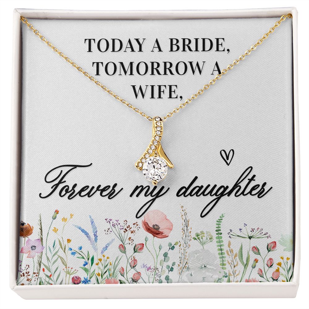 To My Wife Today a Bride Alluring Ribbon Necklace Message Card-Express Your Love Gifts