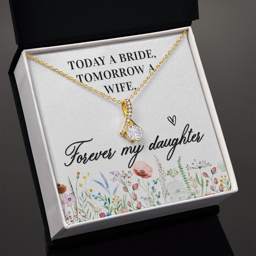 To My Wife Today a Bride Alluring Ribbon Necklace Message Card-Express Your Love Gifts