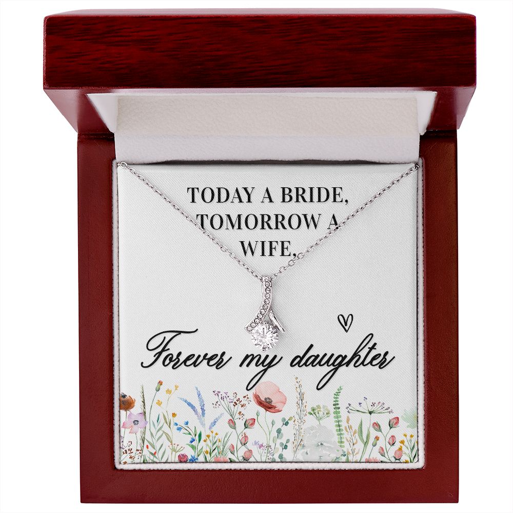 To My Wife Today a Bride Alluring Ribbon Necklace Message Card-Express Your Love Gifts