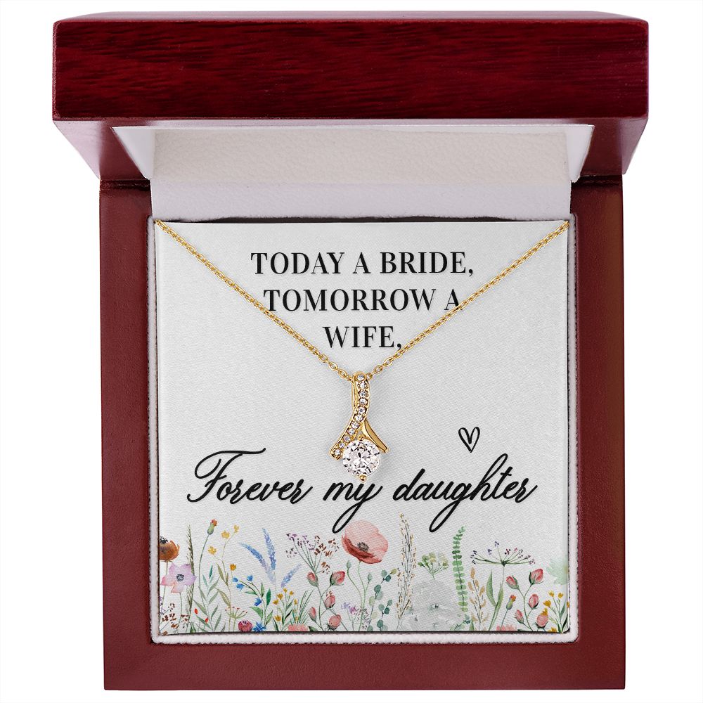 To My Wife Today a Bride Alluring Ribbon Necklace Message Card-Express Your Love Gifts