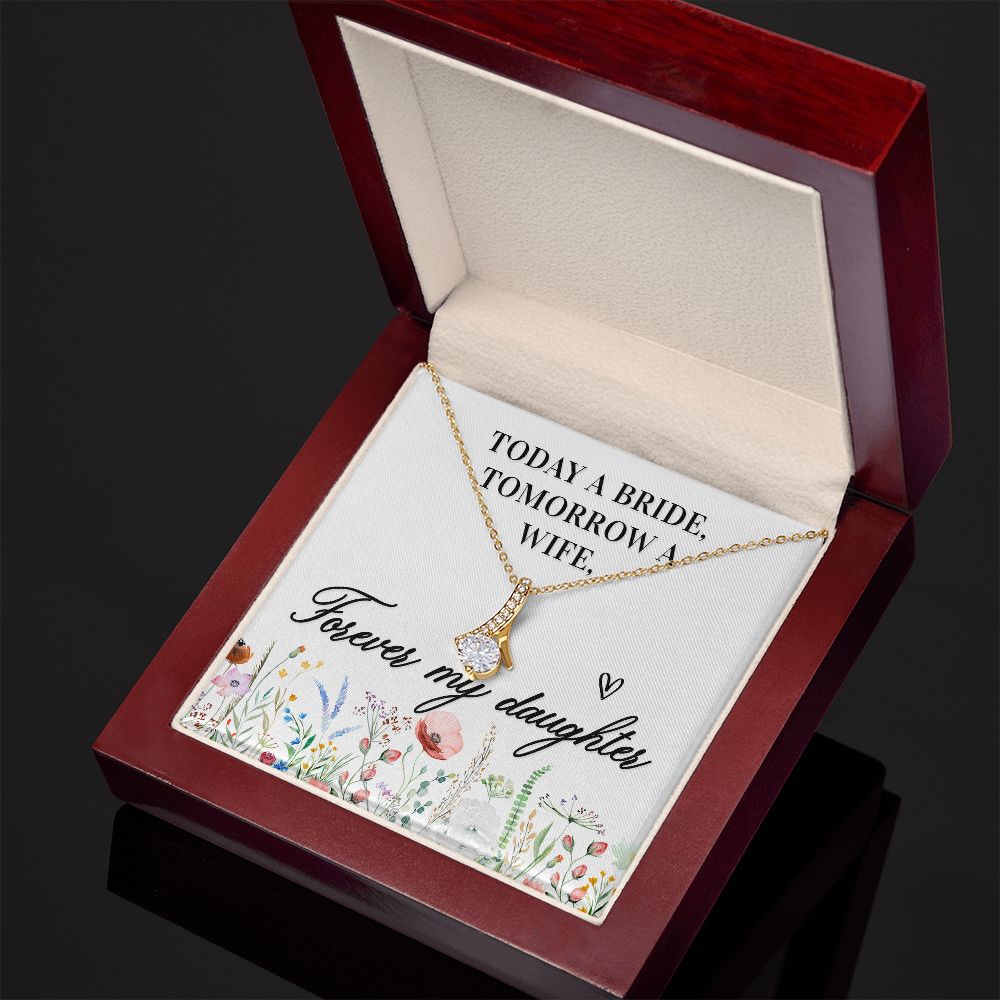 To My Wife Today a Bride Alluring Ribbon Necklace Message Card-Express Your Love Gifts