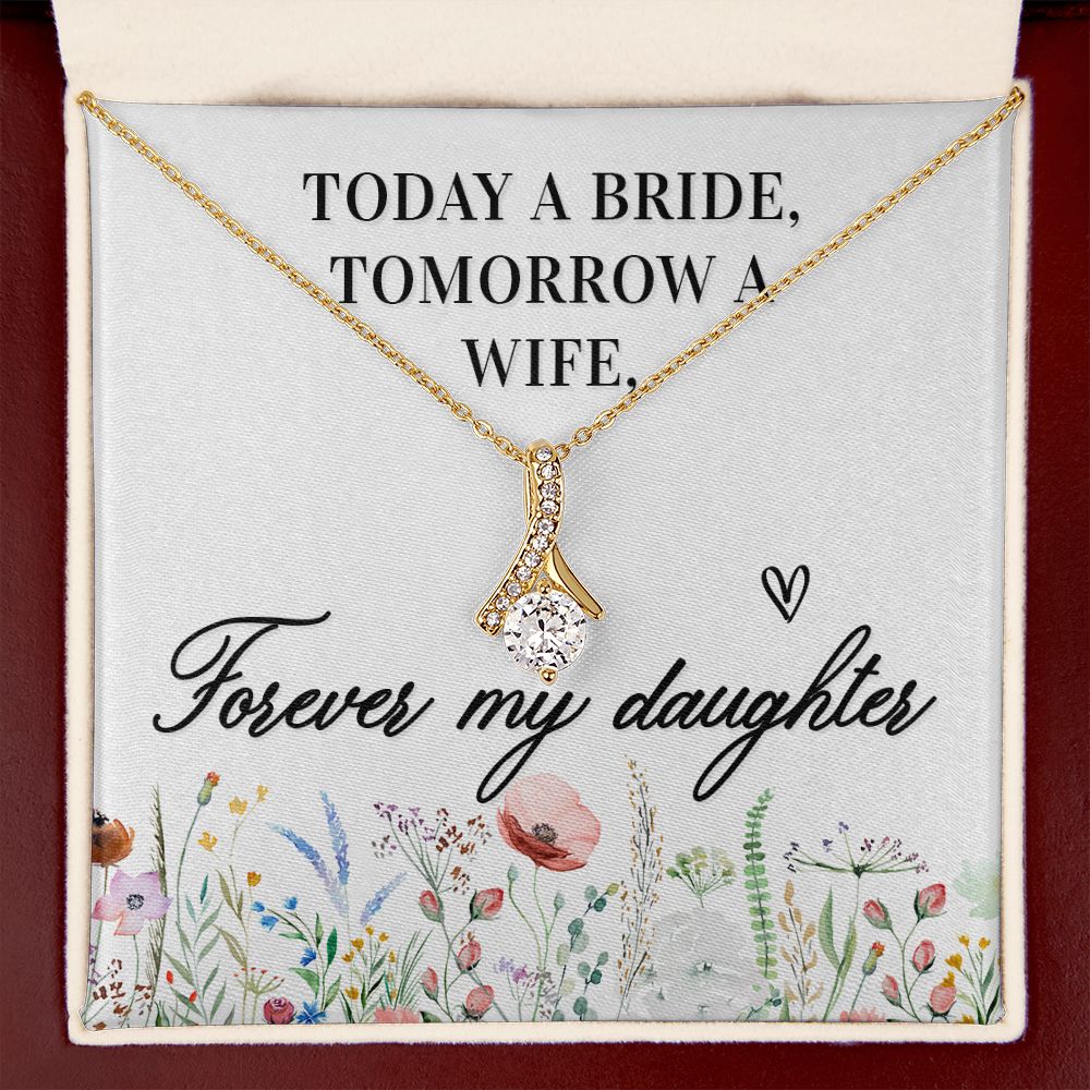 To My Wife Today a Bride Alluring Ribbon Necklace Message Card-Express Your Love Gifts