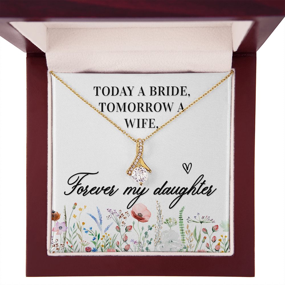 To My Wife Today a Bride Alluring Ribbon Necklace Message Card-Express Your Love Gifts