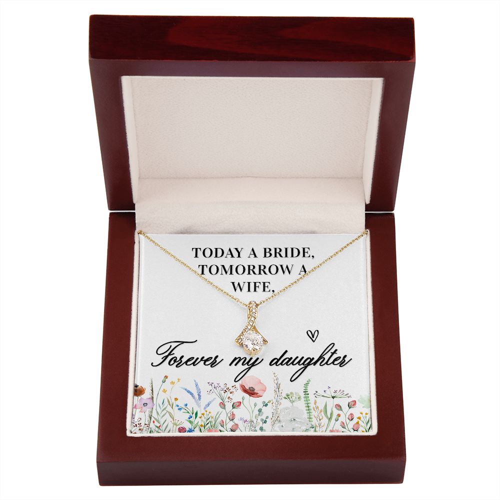 To My Wife Today a Bride Alluring Ribbon Necklace Message Card-Express Your Love Gifts