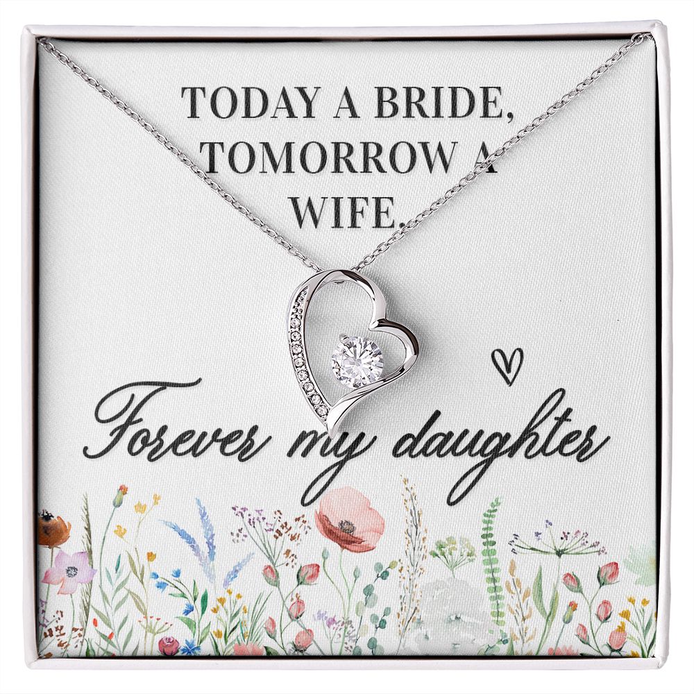 To My Wife Today a Bride Forever Necklace w Message Card-Express Your Love Gifts