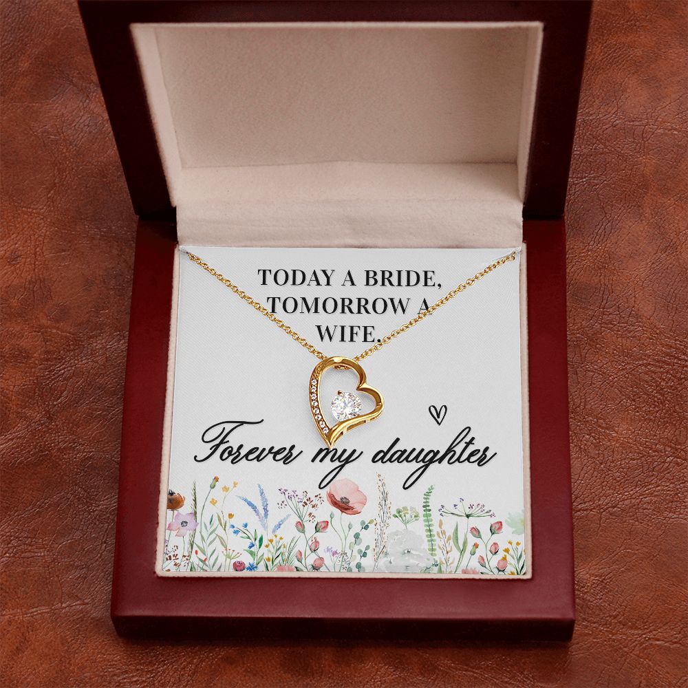 To My Wife Today a Bride Forever Necklace w Message Card-Express Your Love Gifts