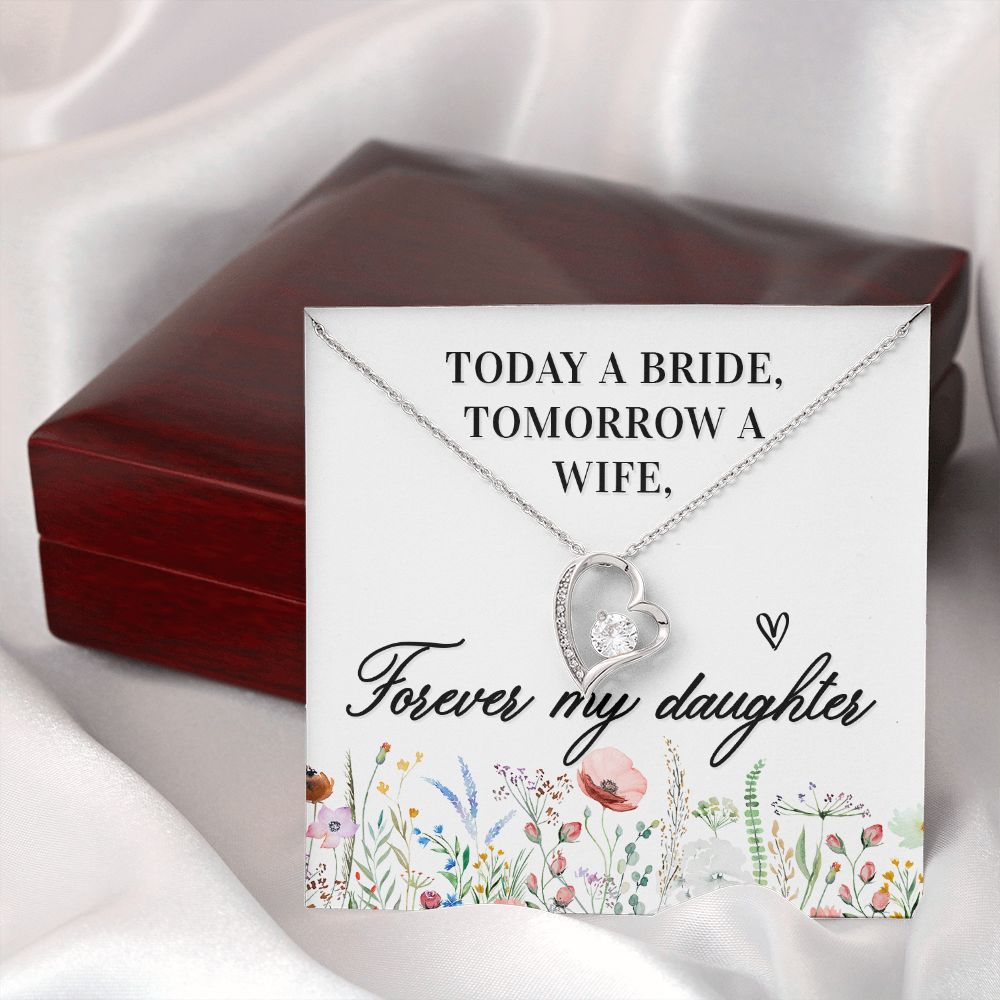 To My Wife Today a Bride Forever Necklace w Message Card-Express Your Love Gifts