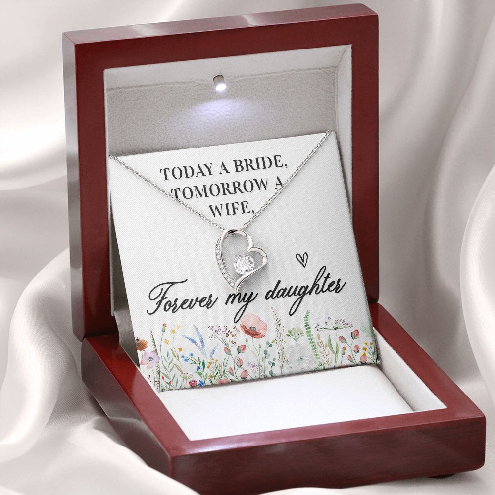 To My Wife Today a Bride Forever Necklace w Message Card-Express Your Love Gifts