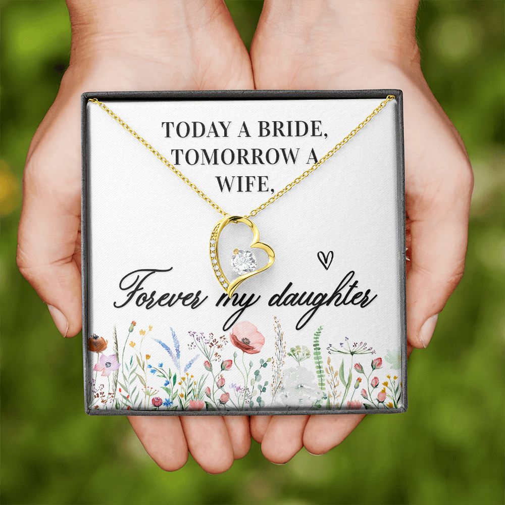 To My Wife Today a Bride Forever Necklace w Message Card-Express Your Love Gifts