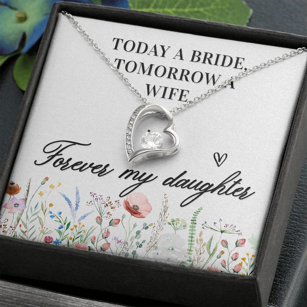 To My Wife Today a Bride Forever Necklace w Message Card-Express Your Love Gifts
