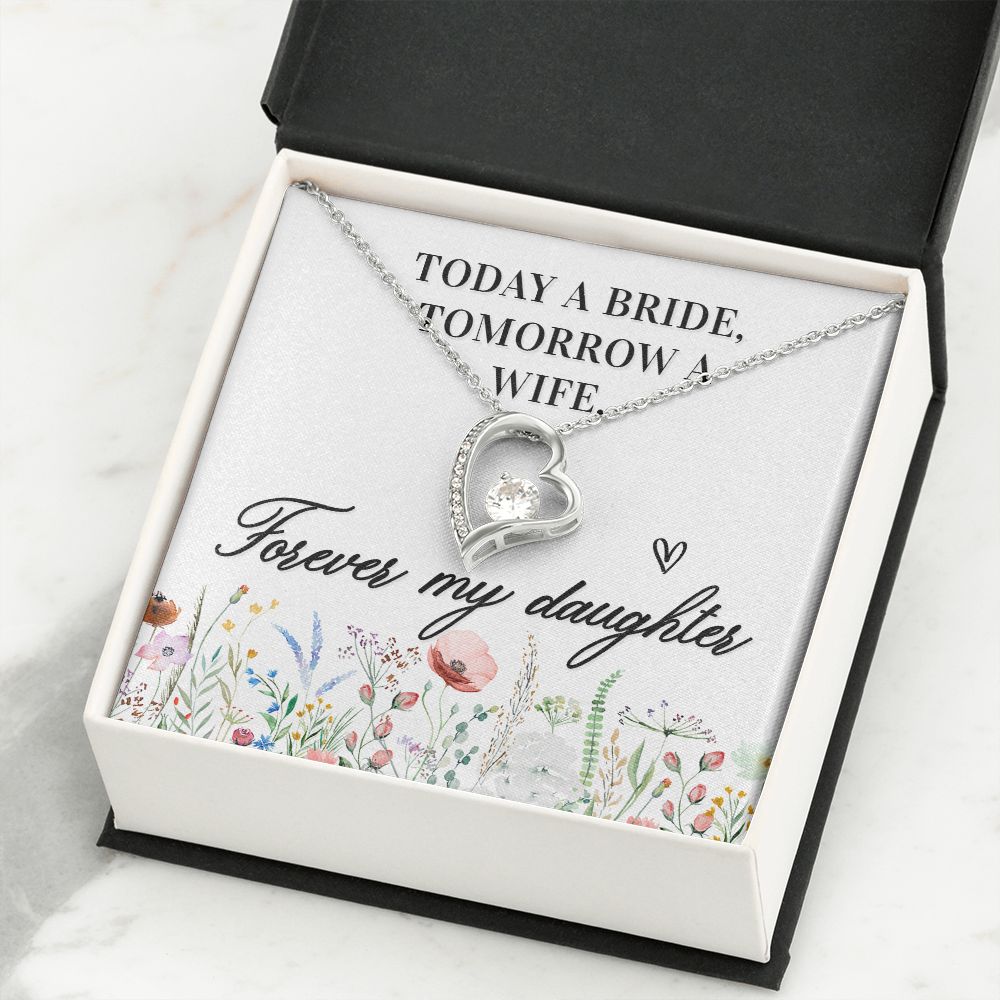 To My Wife Today a Bride Forever Necklace w Message Card-Express Your Love Gifts